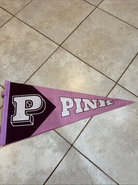 Pink Victoria's Secret Large Felt Store Display Pennant Flag Dog Burgundy
